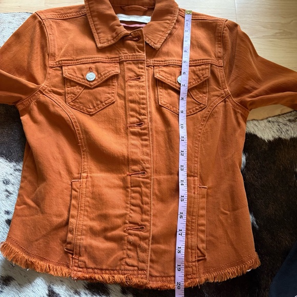 ANTHROPOLOGIE PILCRO Denim Trucker Jacket Burnt Orange Size XS - Picture 8 of 8